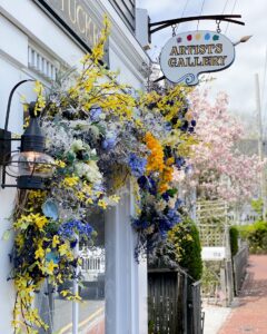 flower display outside a door