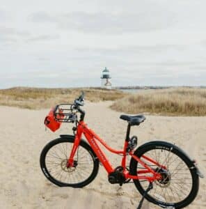 a bike by a lighthouse 